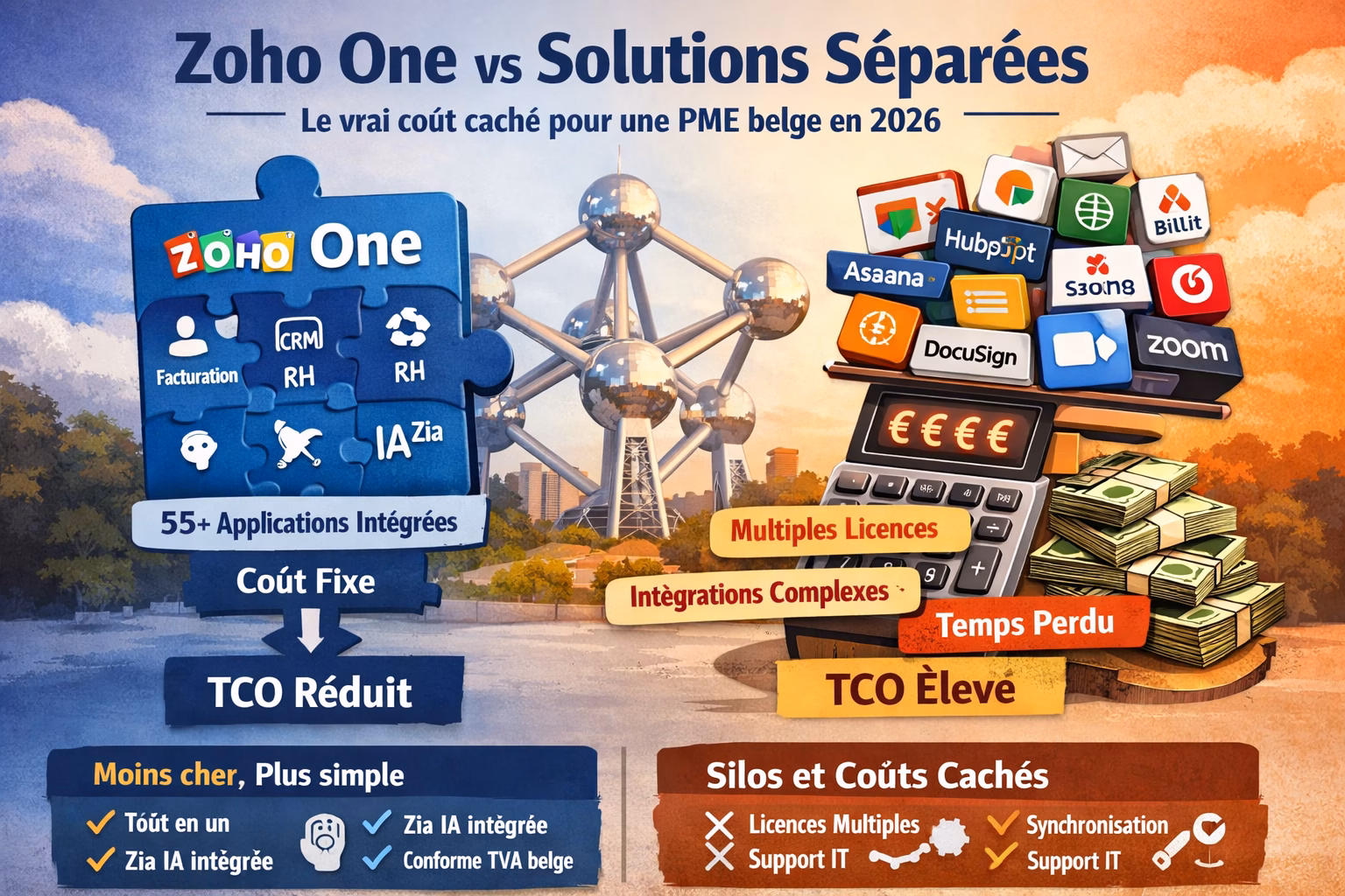 Zoho One vs solutions séparées : le vrai coût caché pour une PME belge en 2026