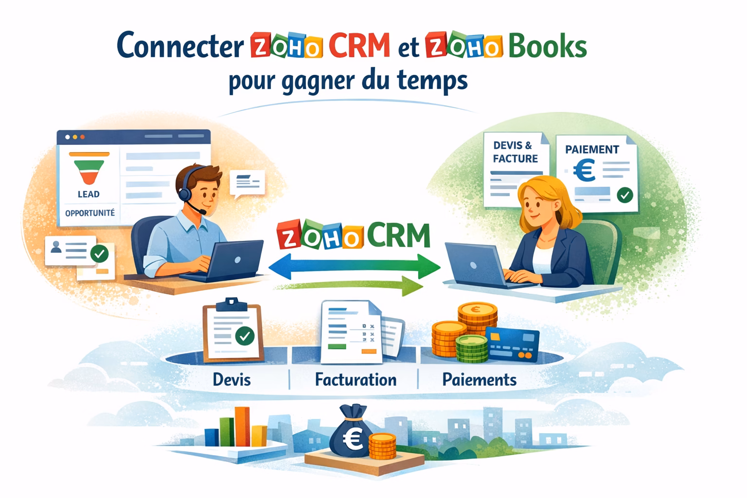 Connecter Zoho CRM et Zoho Books pour fluidifier devis, facturation et paiements