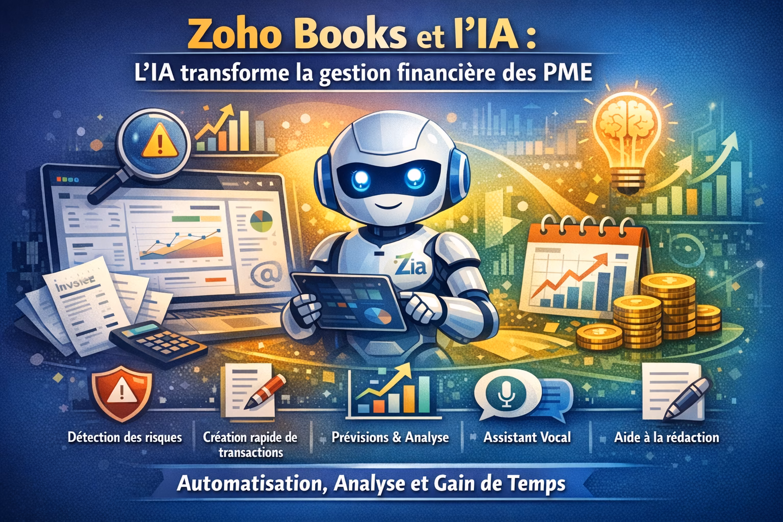 Fonctionnalités IA dans Zoho Books : comment Zia aide les PME à aller plus vite