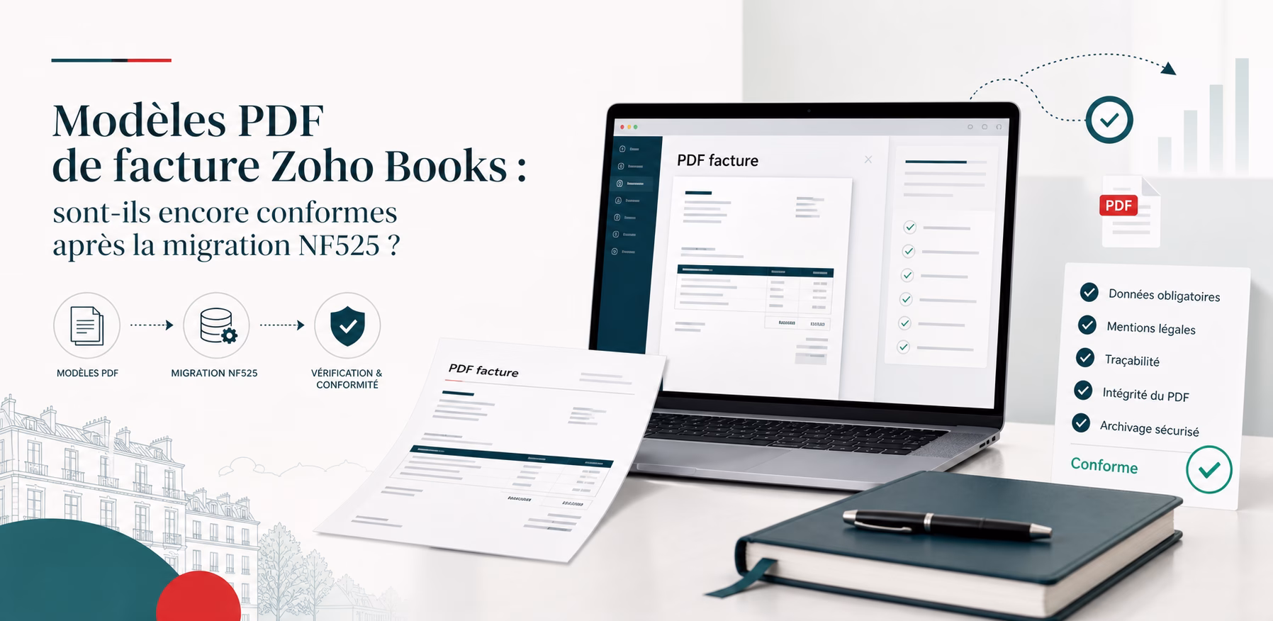 Modèles PDF de facture Zoho Books : sont-ils encore conformes après la migration NF525 ?