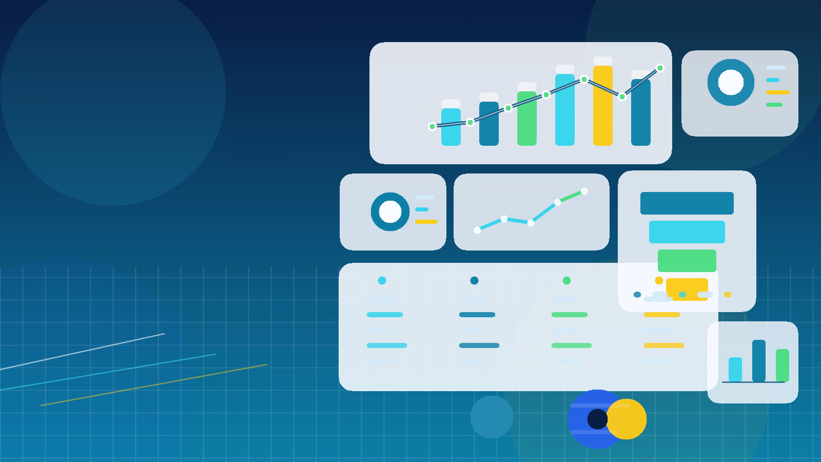 Illustration premium de tableau de bord Zoho CRM avec panneaux analytiques, migration d’interface et préparation d’équipe.