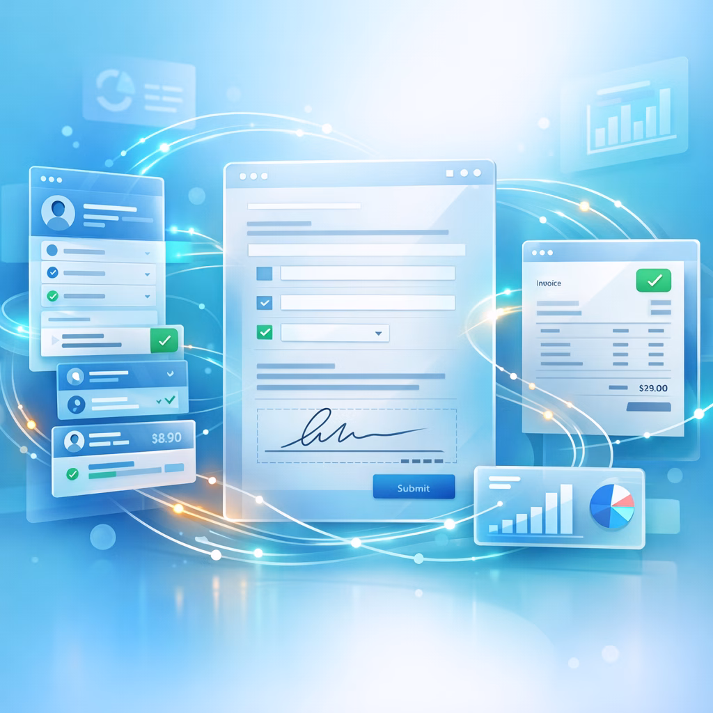 Zoho Writer formulaires : remplacer le papier par un flux CRM et Books